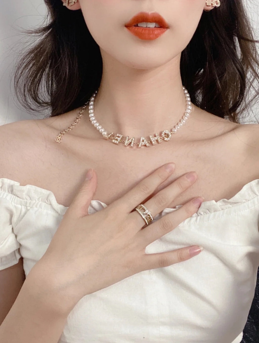 Letter Pearl-Detail Pendant Necklace – Pearl Detail front product view