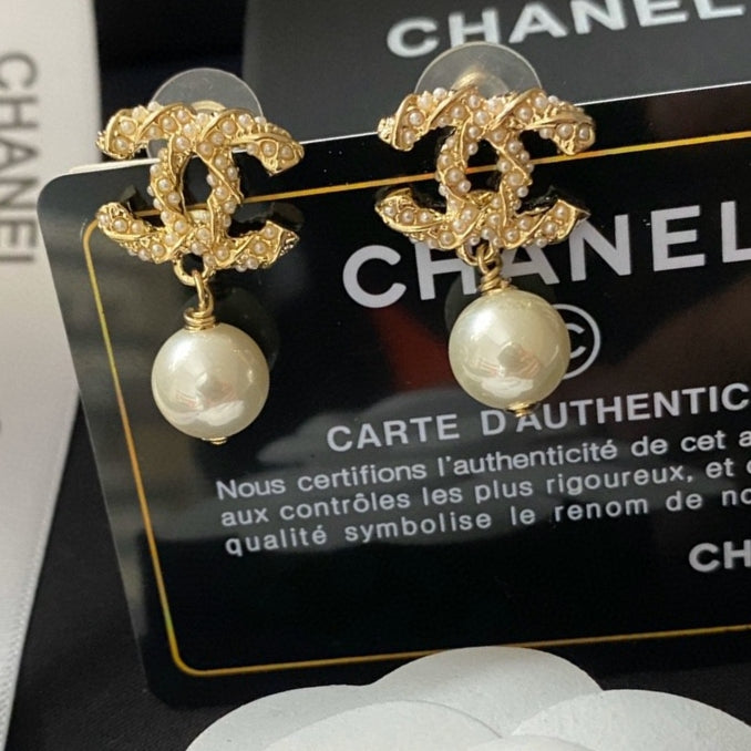 Letter Pearl-Detail Stud Earrings – Pearl Detail – Design 006 main product view