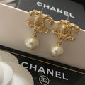 Letter Pearl-Detail Stud Earrings – Pearl Detail – Design 006 main product view