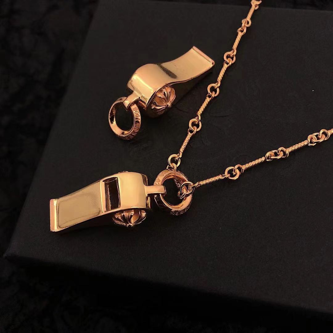 Floral Cross Whistle Pendant Necklace front product view