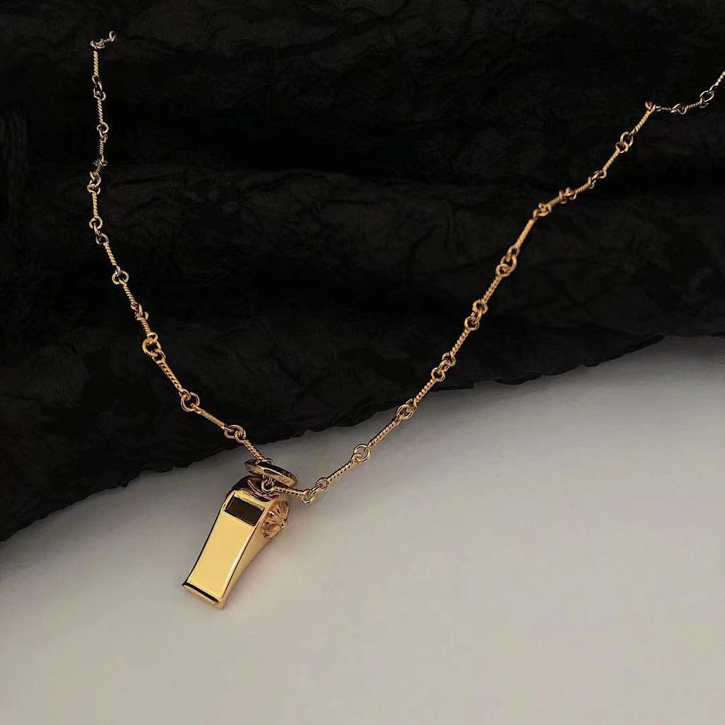 Floral Cross Whistle Pendant Necklace detail view