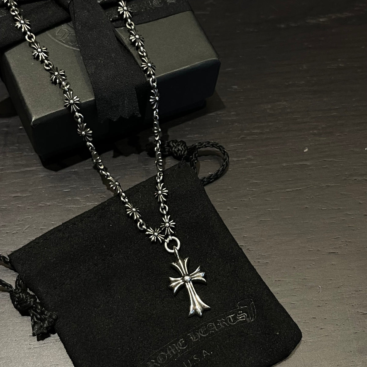 Cross Pendant Necklace in Antique Silver-Tone – Design 16 main product view