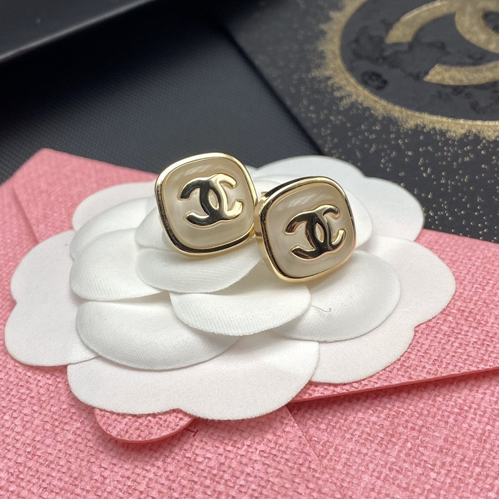 Letter Pearl-Detail Stud Earrings – Pearl Detail – Design 009 front product view