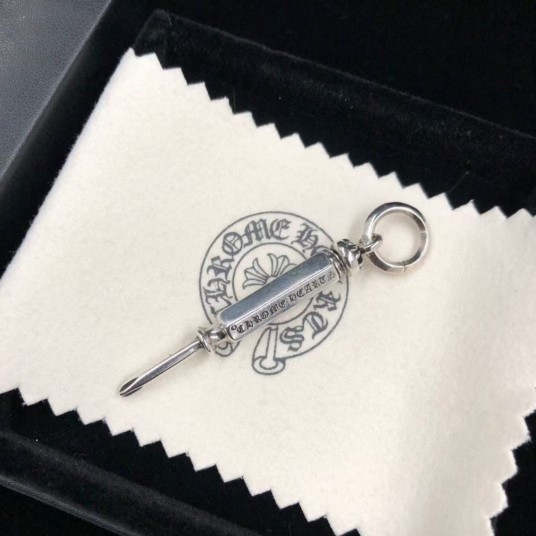 Gothic Emblem Pendant Necklace in Antique Silver-Tone – Design 16 detail view