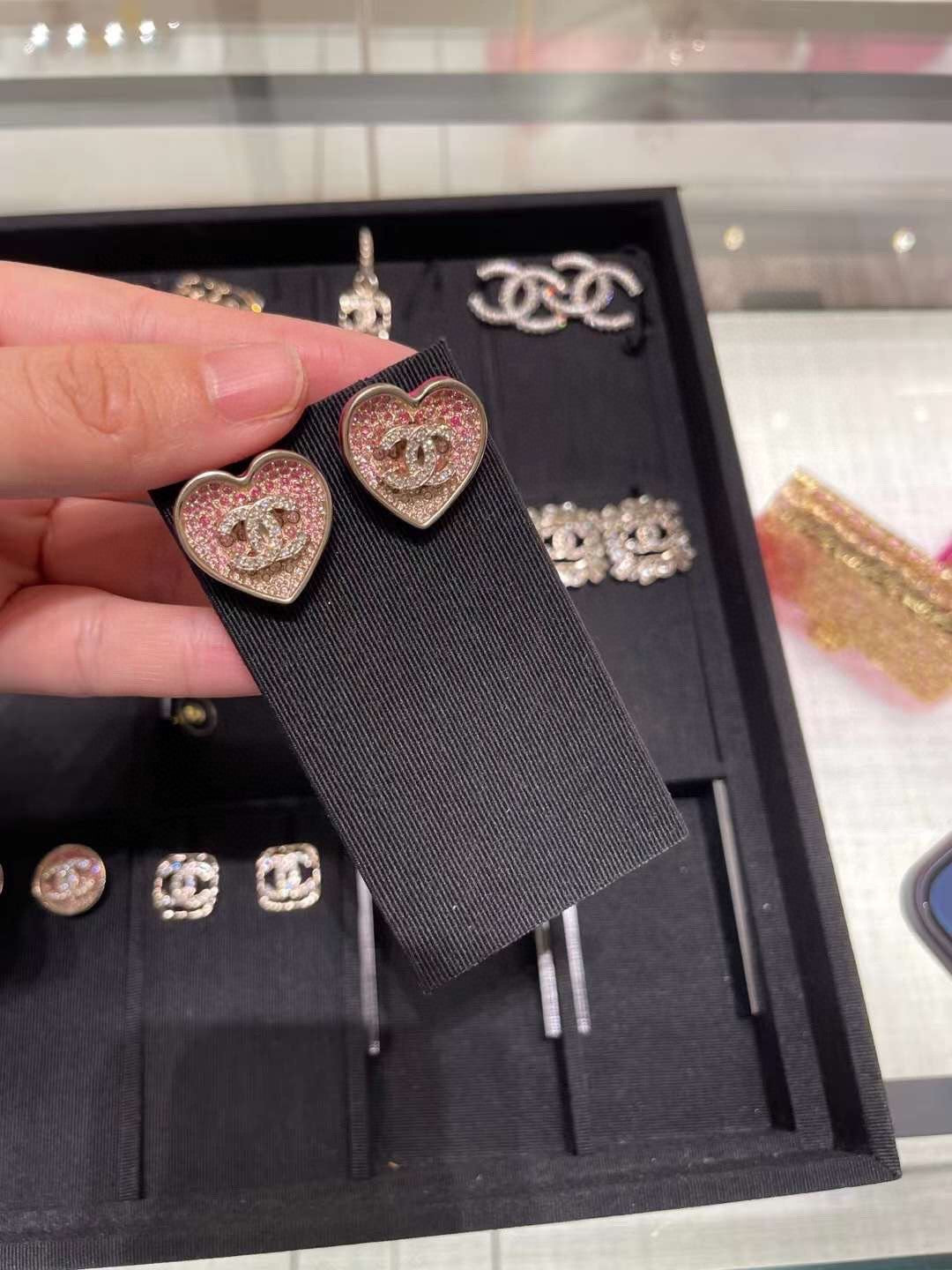Heart Crystal-Accent Statement Earrings – Heart Detail styled product view