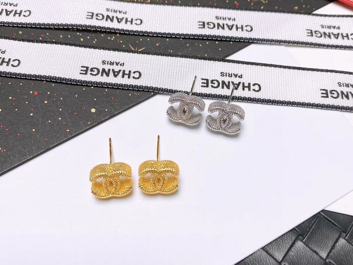 Signature Emblem Stud Earrings in Polished Metal-Tone – Design 110 side detail
