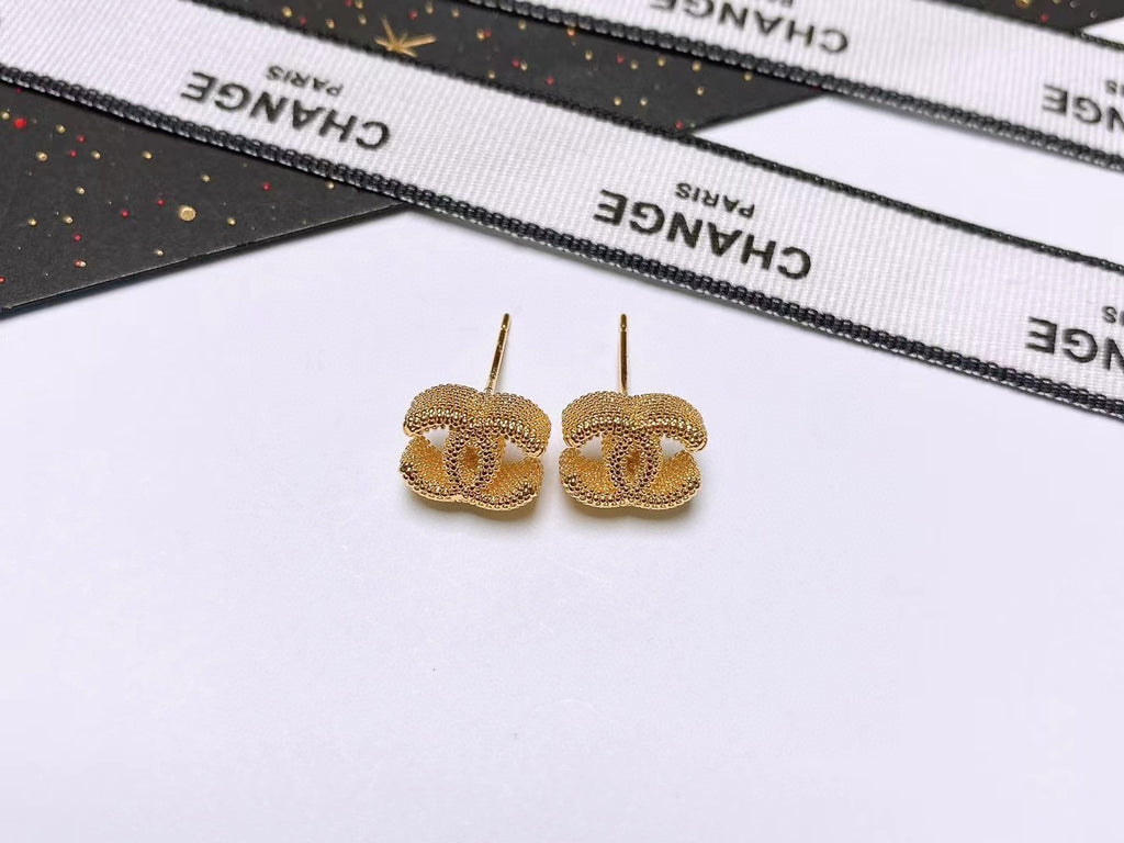 Signature Emblem Stud Earrings in Polished Metal-Tone – Design 110 styled product view