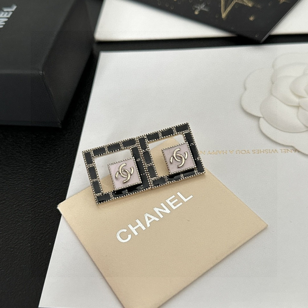 Letter Stud Earrings in Polished Metal-Tone – Design 001 main product view