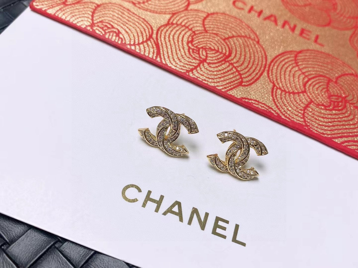 Signature Emblem Stud Earrings in Polished Metal-Tone – Design 002 styled product view