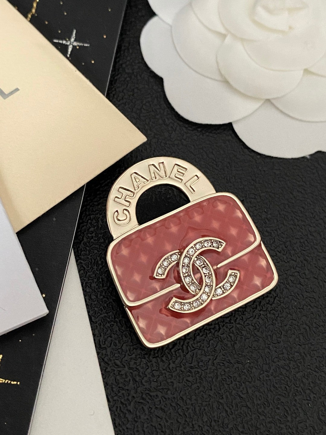 Signature Emblem Brooch in Polished Metal-Tone – Design 002 front product view