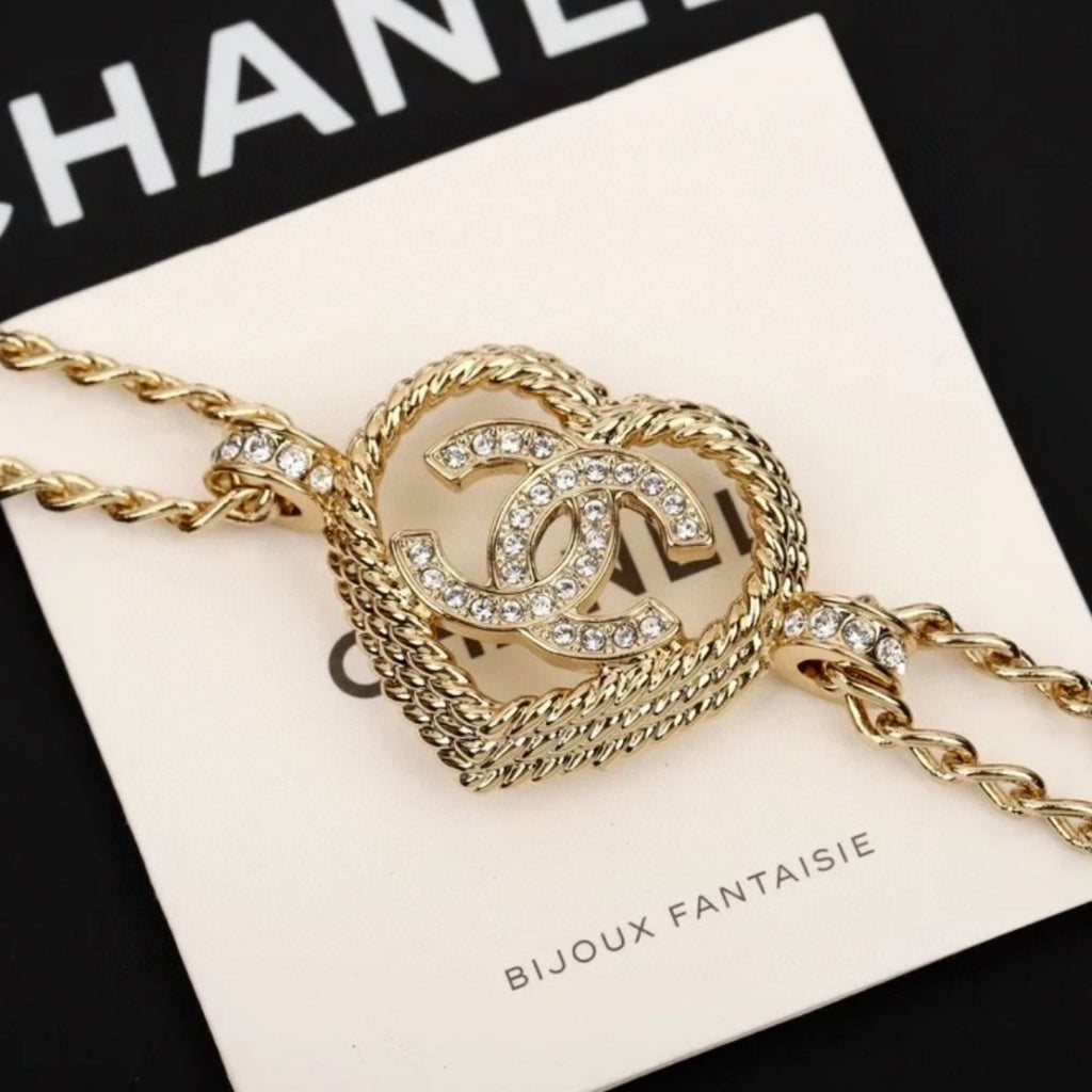 Letter Pendant Necklace in Polished Metal-Tone – Design 008 front product view