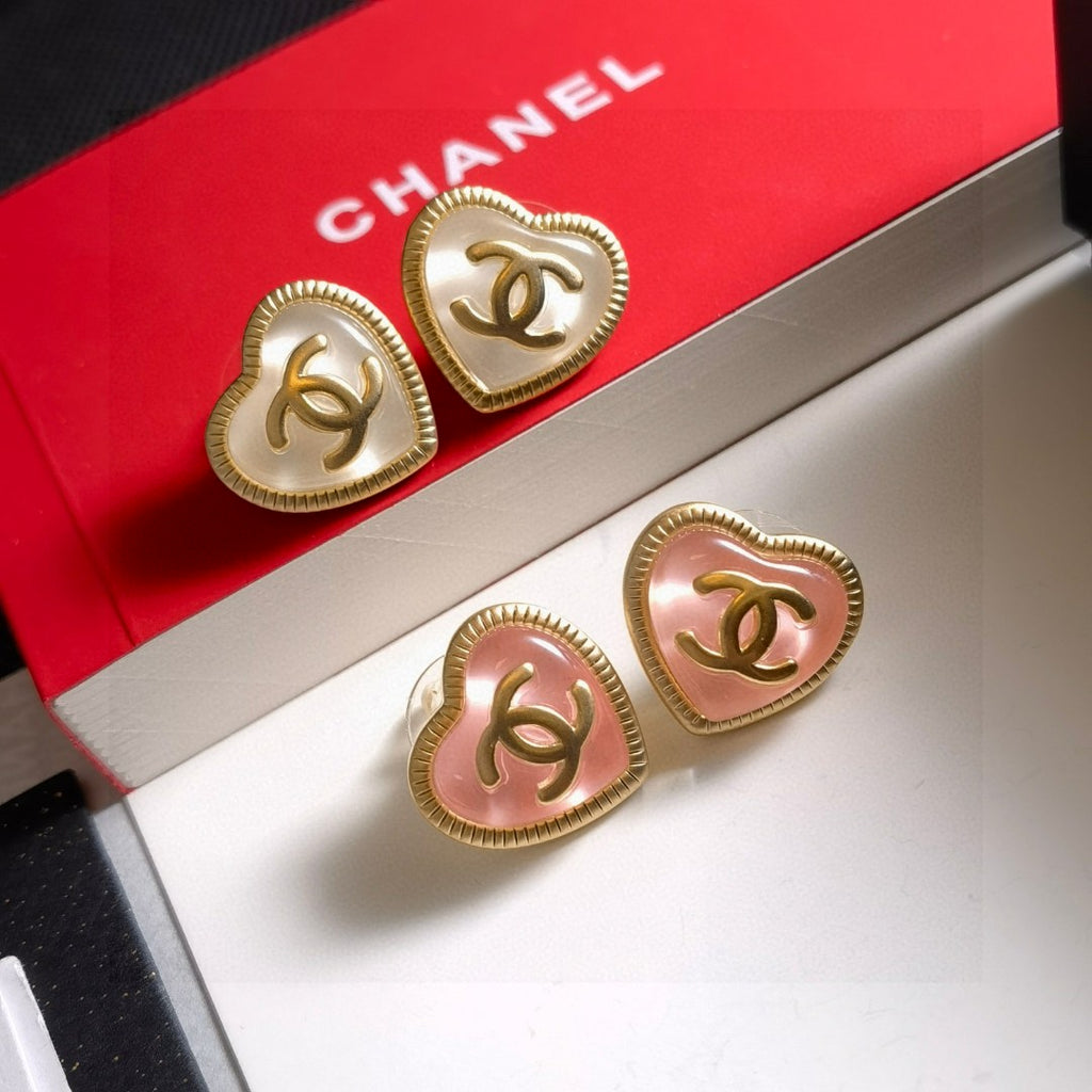 Letter Stud Earrings in Polished Metal-Tone – Design 003 front product view
