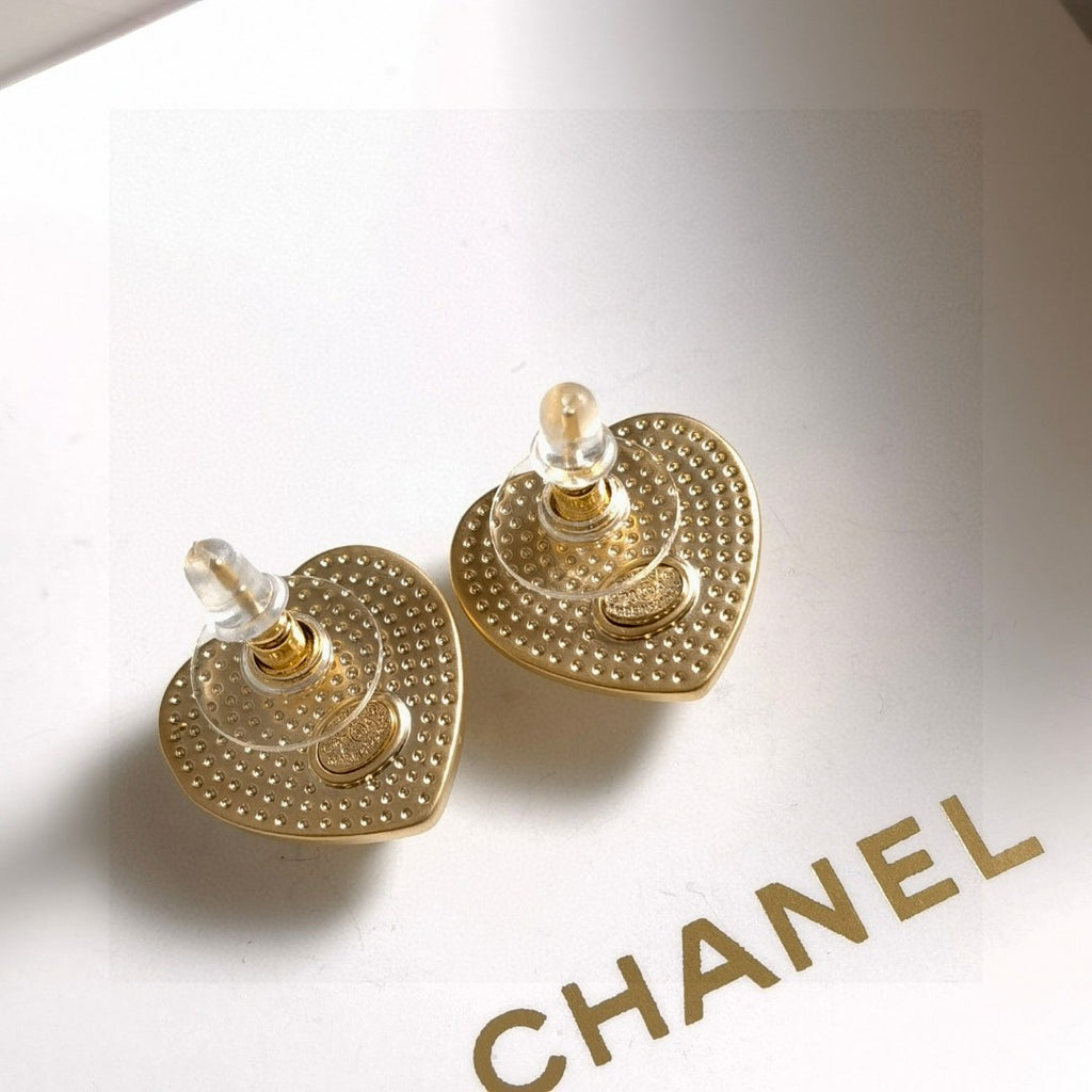 Letter Stud Earrings in Polished Metal-Tone – Design 003 detail view