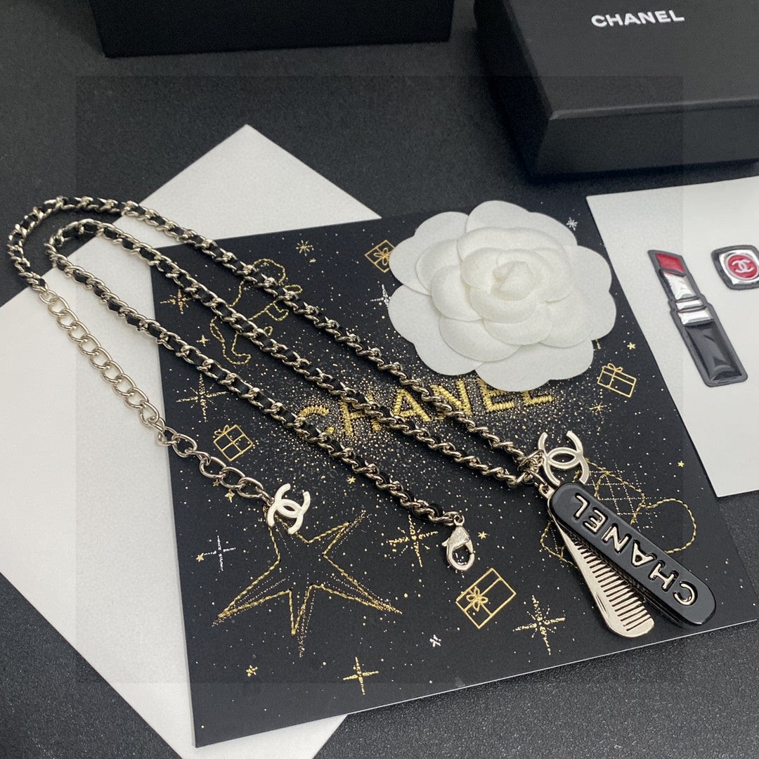 Double-C Emblem Pendant Necklace in Gold-Tone – Design 024 main product view