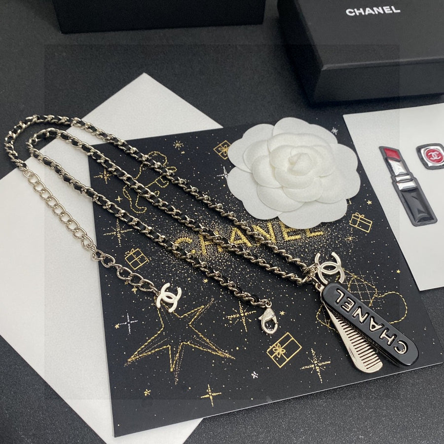 Double-C Emblem Pendant Necklace in Gold-Tone – Design 024 main product view