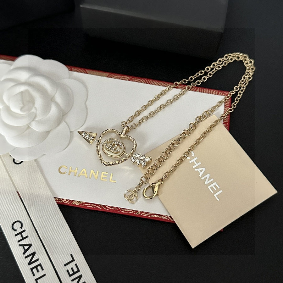 Letter Pendant Necklace in Polished Metal-Tone – Design 023 main product view