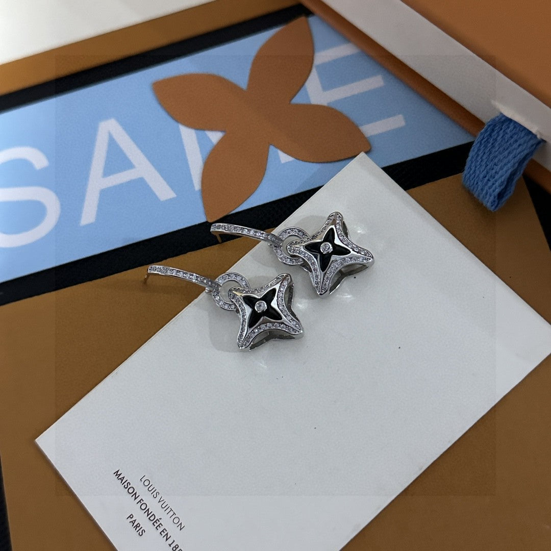 Geometric Emblem Stud Earrings in Gold-Tone – Design 041 front product view