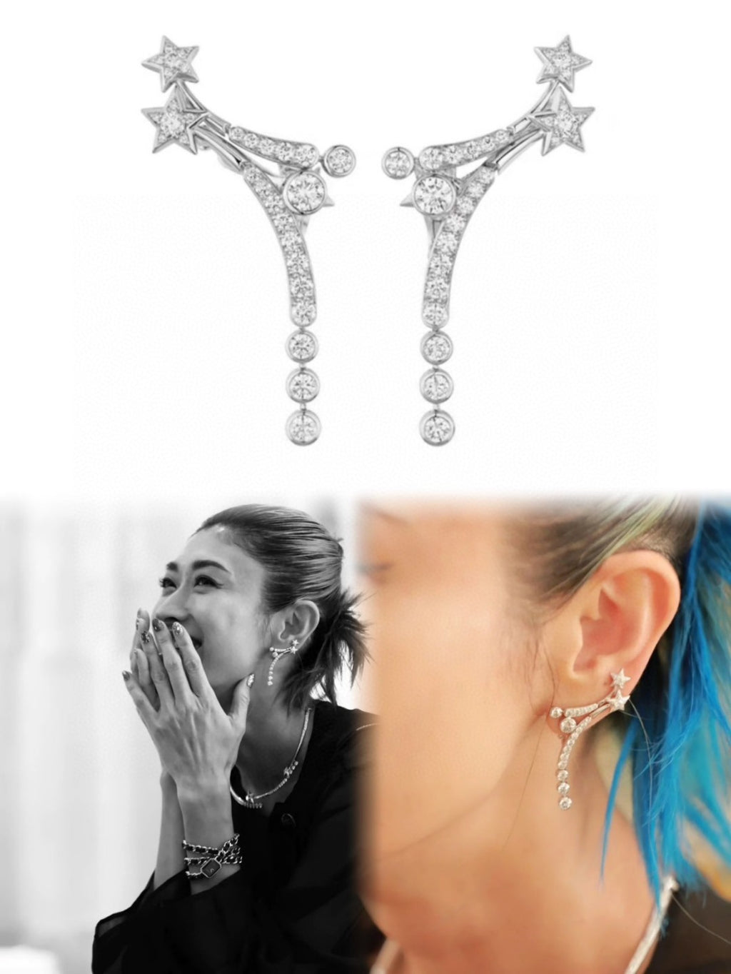 Double-C Emblem Stud Earrings in Polished Metal-Tone – Design 406 front product view