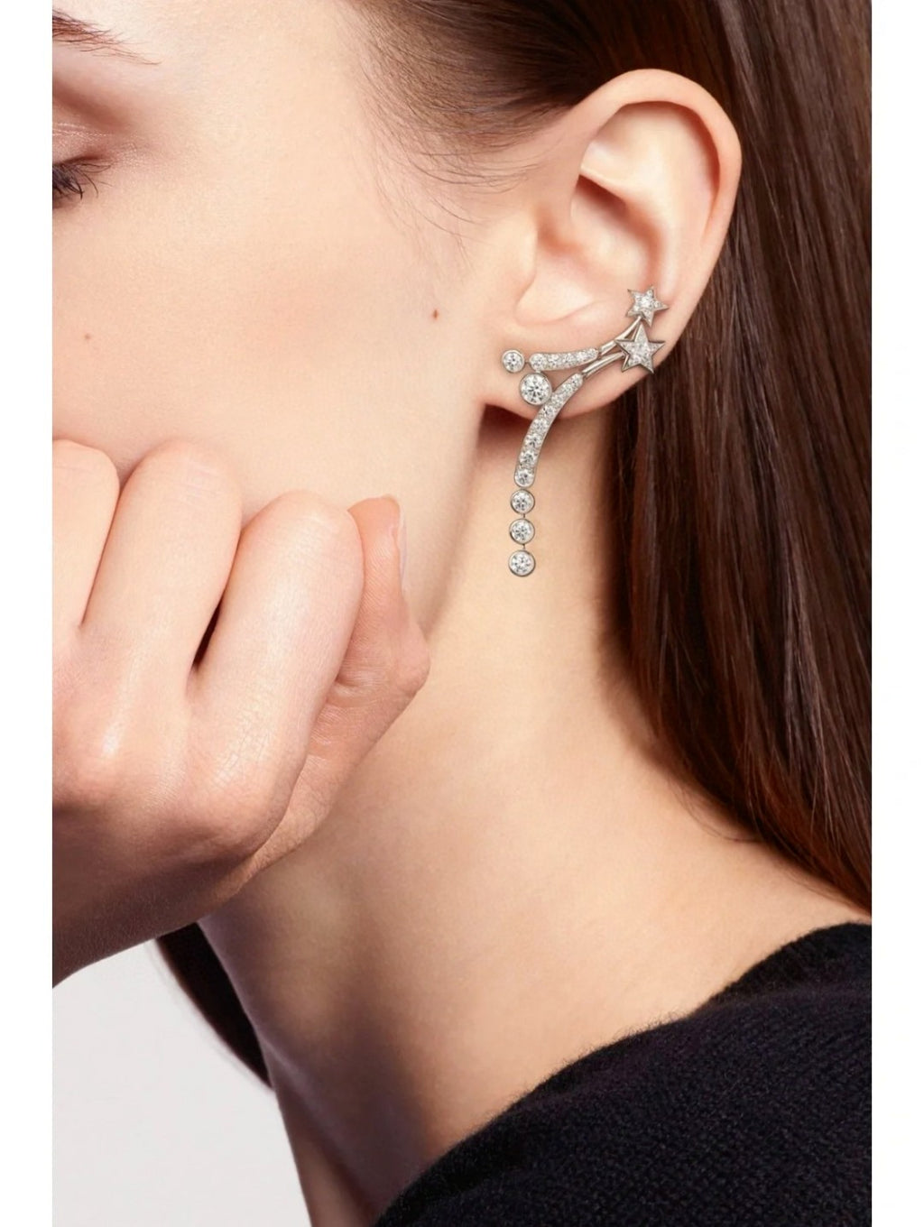 Double-C Emblem Stud Earrings in Polished Metal-Tone – Design 406 front product view
