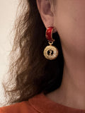 Letter Emblem Statement Earrings in Polished Metal-Tone main product view