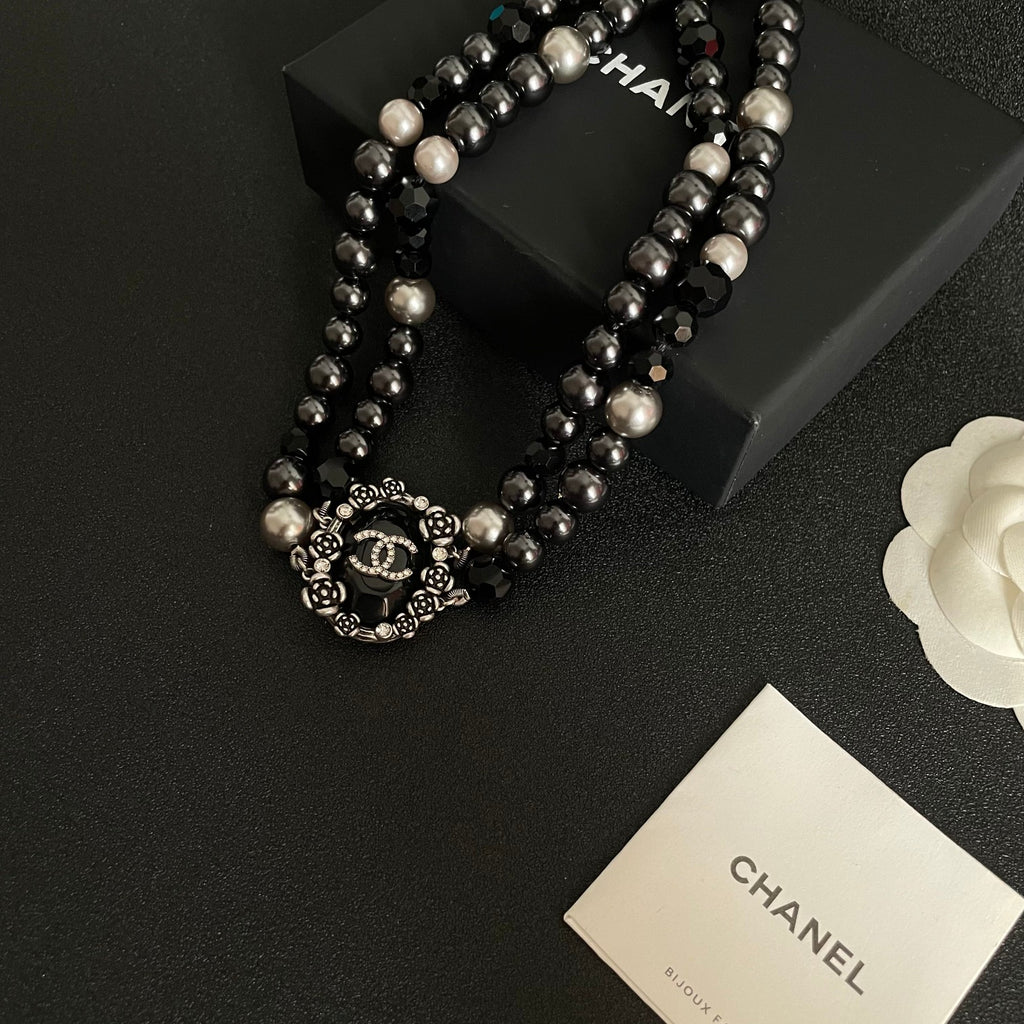 Camellia Pendant Necklace in Polished Metal-Tone – Camellia Detail – Design 025 close-up detail