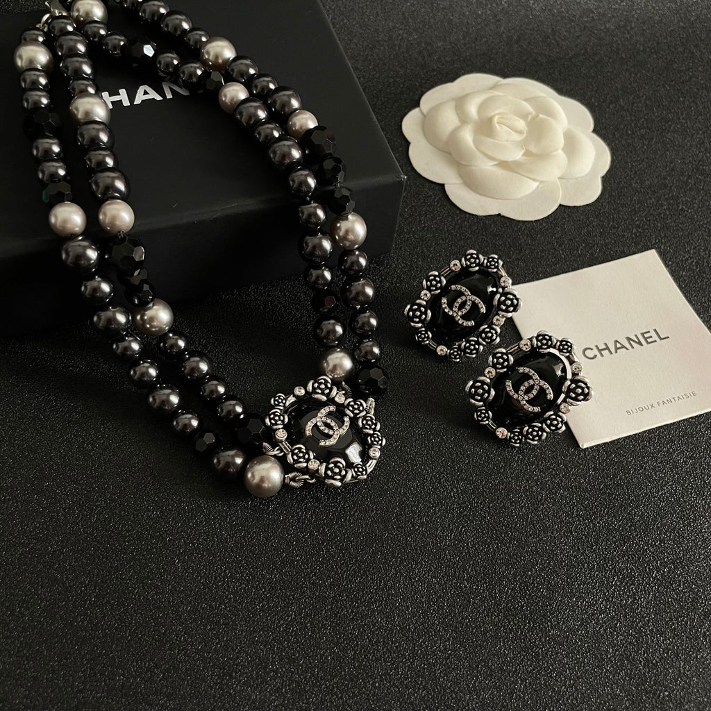 Camellia Pendant Necklace in Polished Metal-Tone – Camellia Detail – Design 025 styled product view