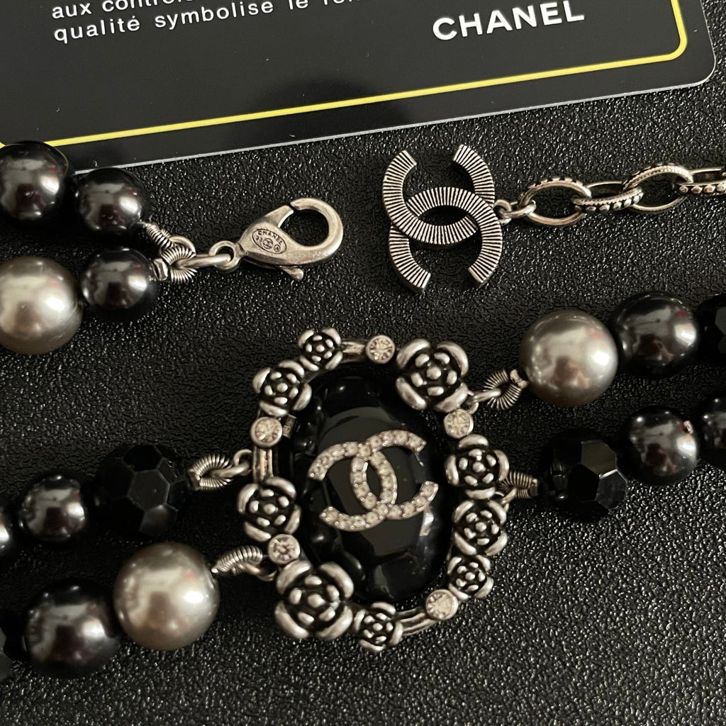 Camellia Pendant Necklace in Polished Metal-Tone – Camellia Detail – Design 025 main product view