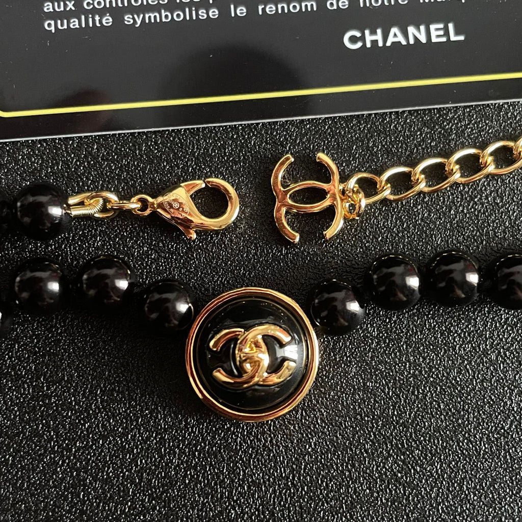 Double-C Emblem Pearl-Detail Pendant Necklace – Pearl Detail – Design 118 main product view