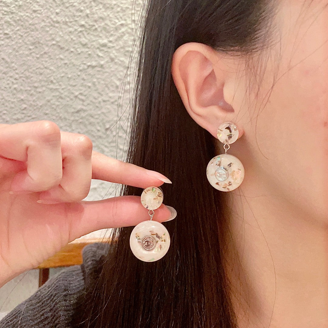 Double-C Emblem Pearl-Detail Statement Earrings – Pearl Detail – Design 029 main product view