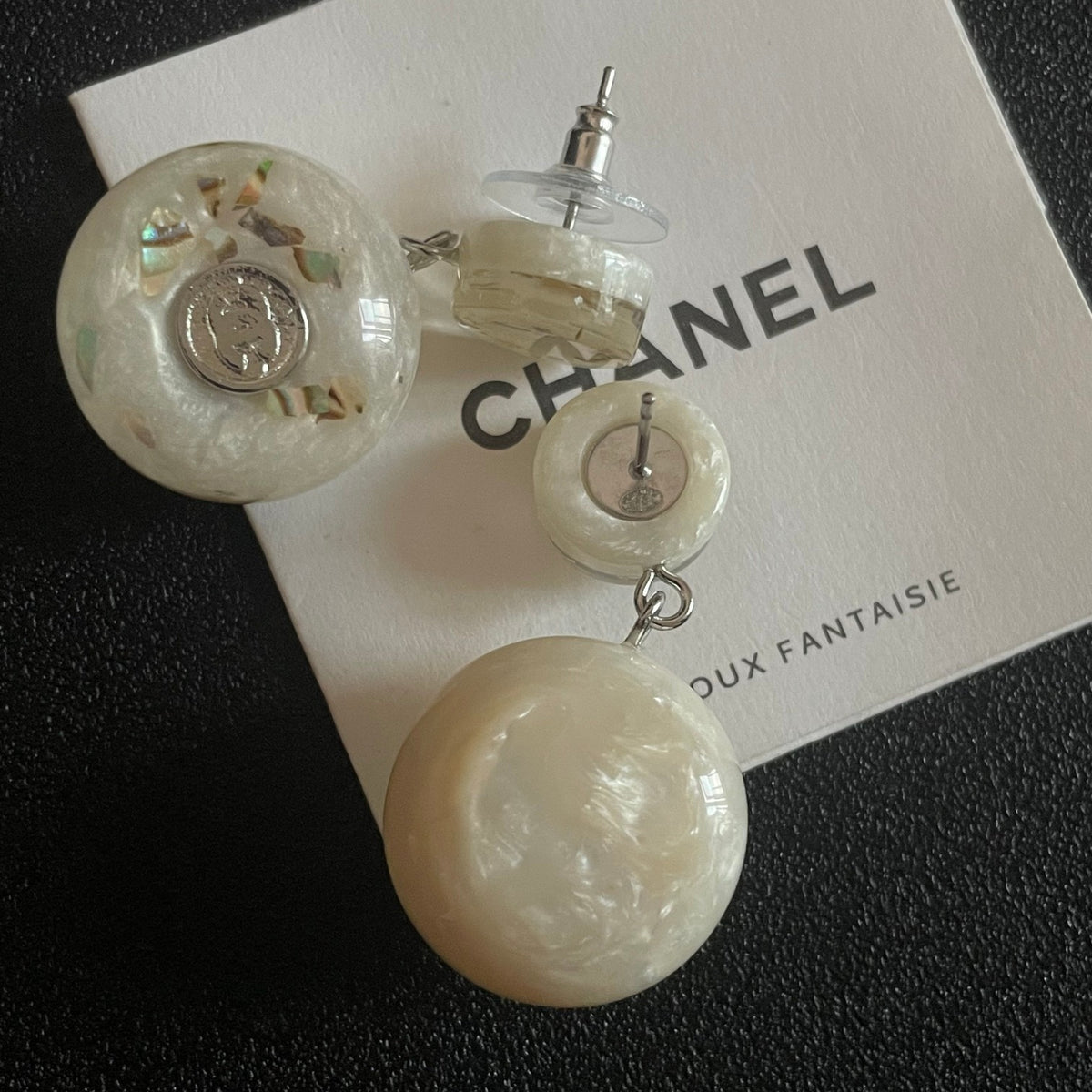 Double-C Emblem Pearl-Detail Statement Earrings – Pearl Detail – Design 029 main product view
