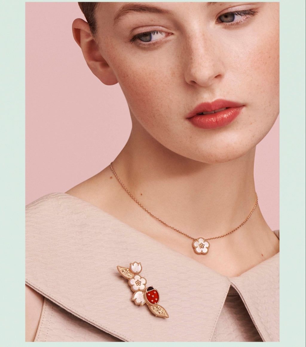 Van Cleef & Arpels Ladybug Pendant Necklace in Gold-Tone close-up detail