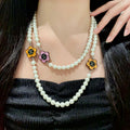 Camellia Pearl-Detail Pendant Necklace – Pearl Detail – Design 006 main product view