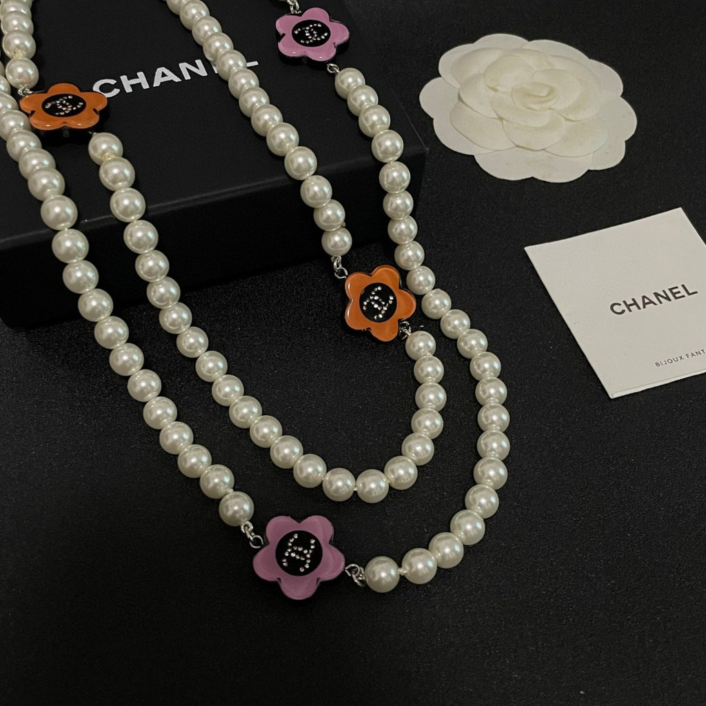 Camellia Pearl-Detail Pendant Necklace – Pearl Detail – Design 006 styled product view