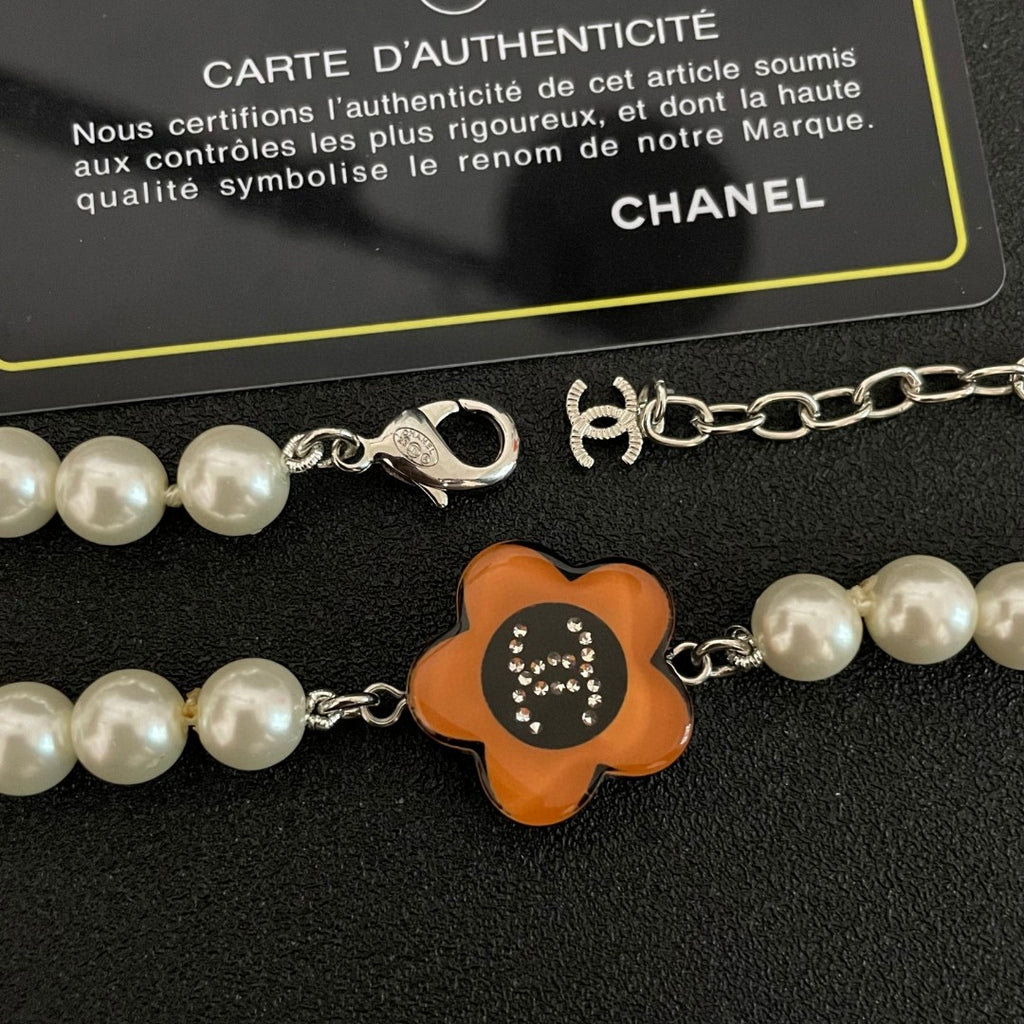 Camellia Pearl-Detail Pendant Necklace – Pearl Detail – Design 006 main product view