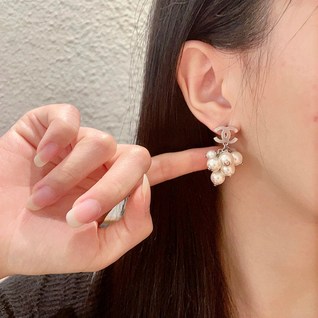 Double-C Emblem Statement Earrings in Polished Metal-Tone – Design 056 front product view