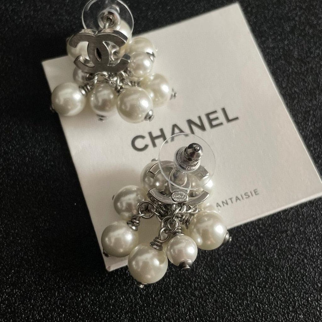 Double-C Emblem Statement Earrings in Polished Metal-Tone – Design 056 main product view