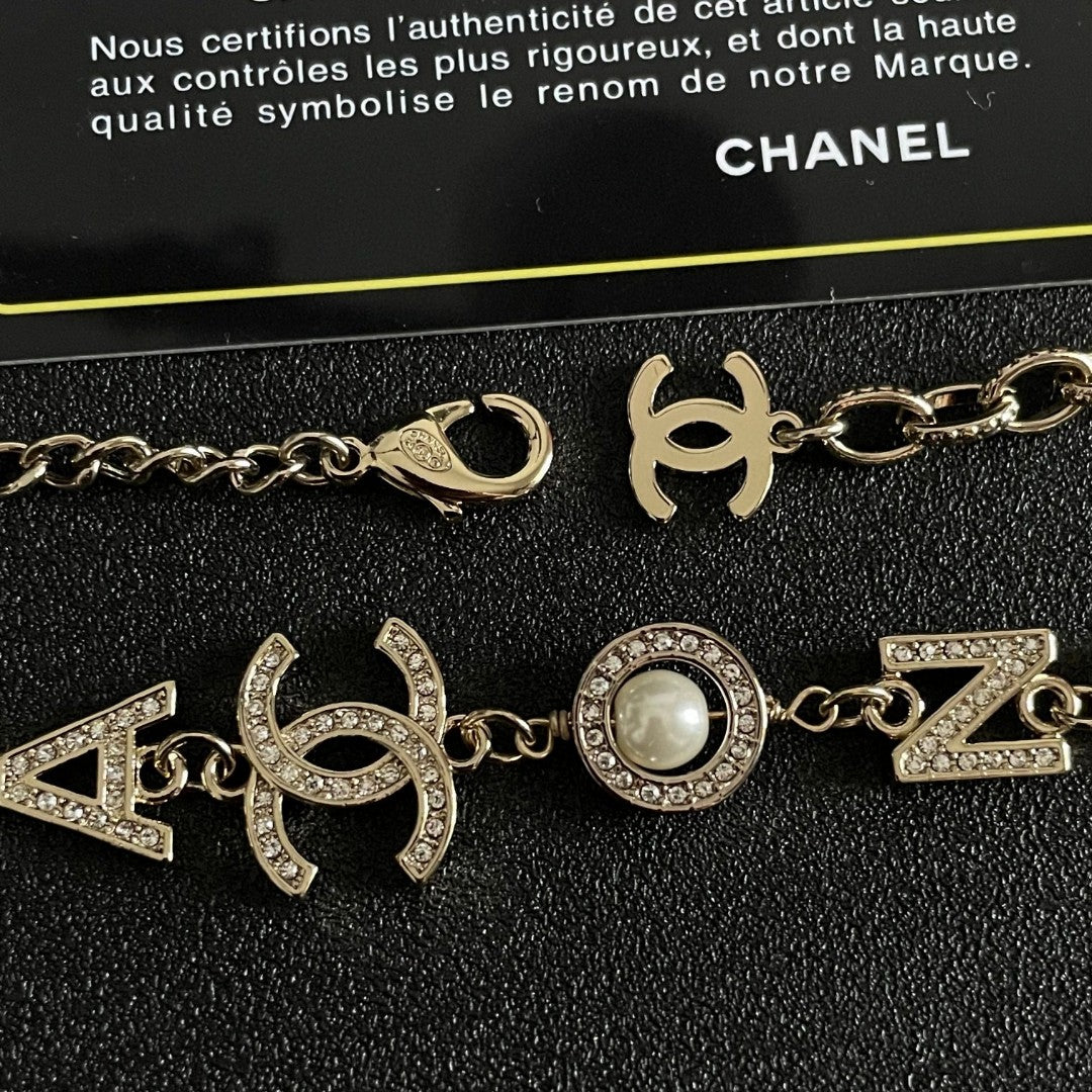 Double-C Emblem Pendant Necklace in Polished Metal-Tone – Design 055 main product view