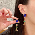Double-C Emblem Statement Earrings in Polished Metal-Tone – Design 046 main product view