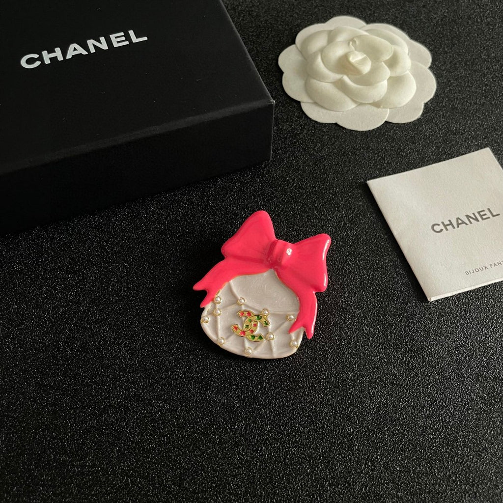 Double-C Emblem Brooch in Polished Metal-Tone – Design 047 styled product view