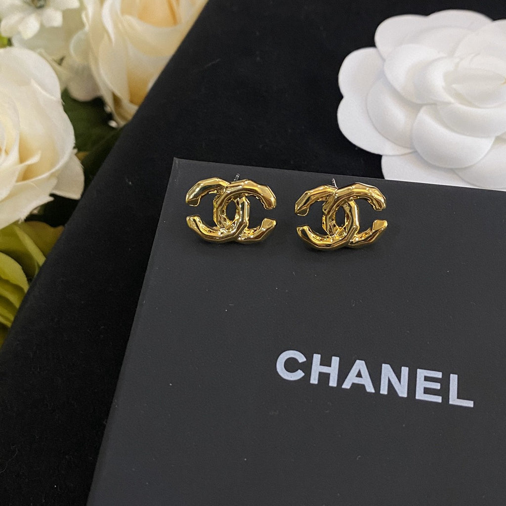 Letter Stud Earrings in Polished Metal-Tone – Design 015 styled product view