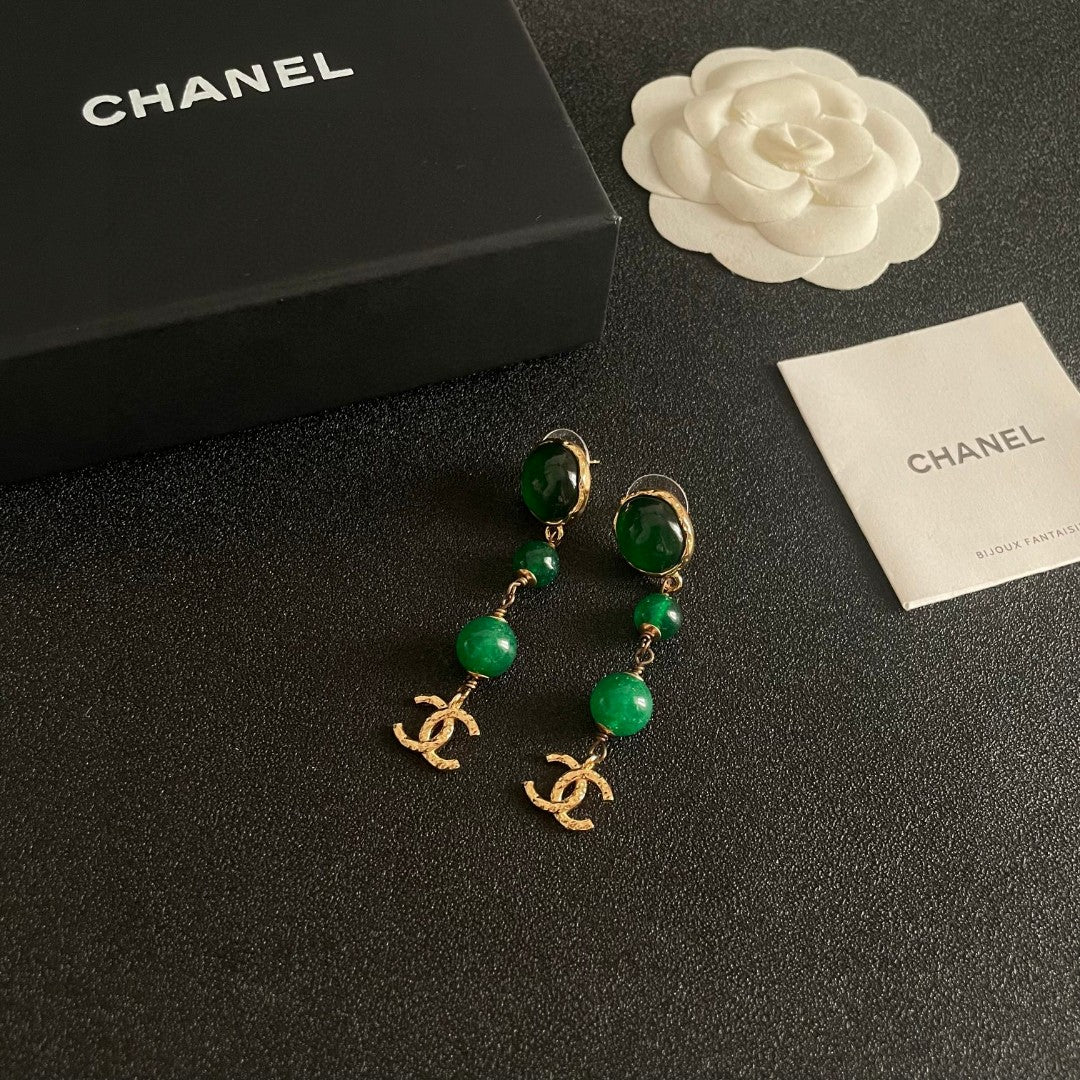 Double-C Emblem Statement Earrings in Polished Metal-Tone – Design 037 styled product view