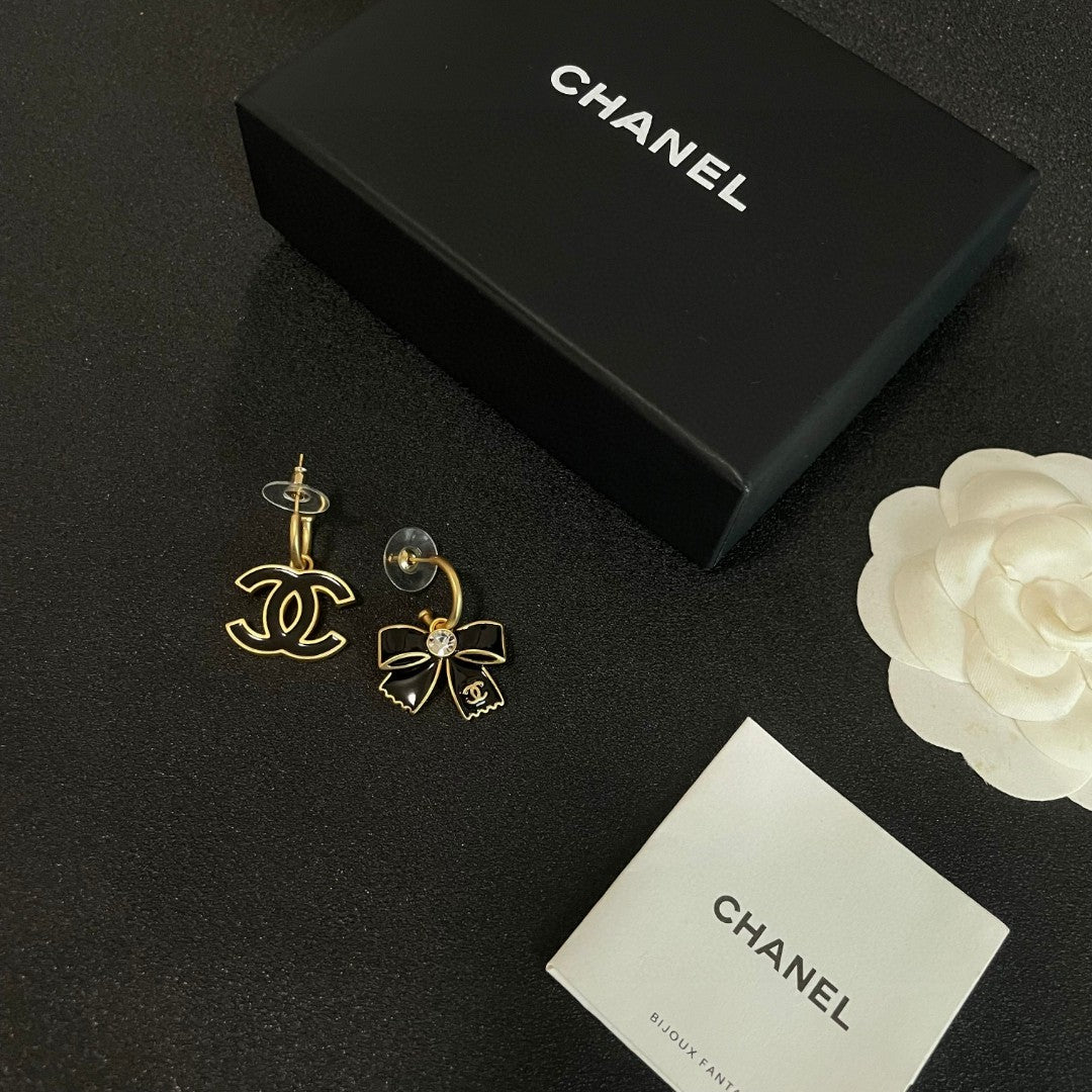 Double-C Emblem Statement Earrings in Polished Metal-Tone – Design 033 styled product view