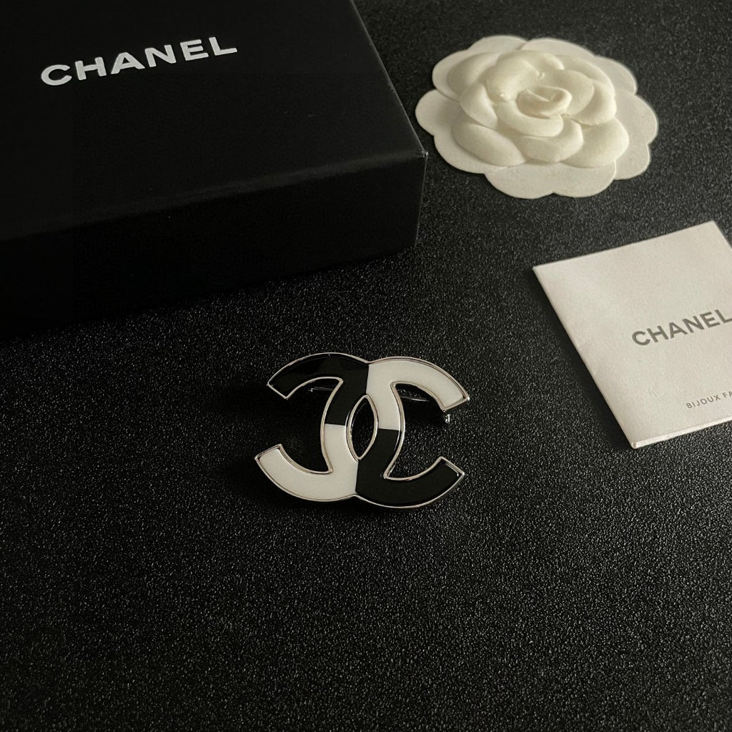 Double-C Emblem Brooch in Polished Metal-Tone – Design 034 styled product view
