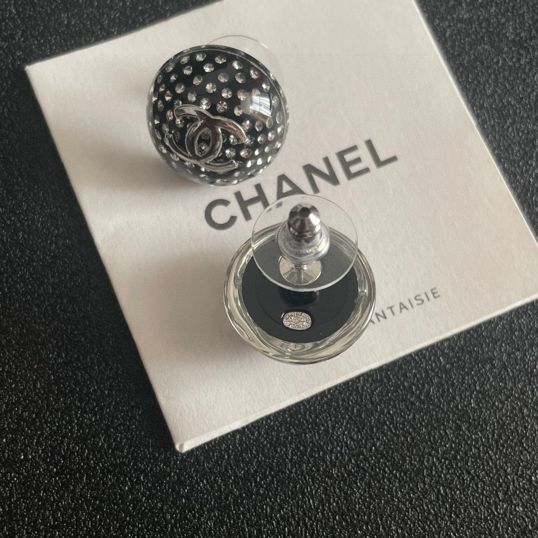 Double-C Emblem Crystal-Accent Stud Earrings – Design 028 main product view