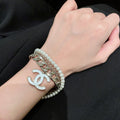 Double-C Emblem Bracelet in Polished Metal-Tone – Design 006 main product view