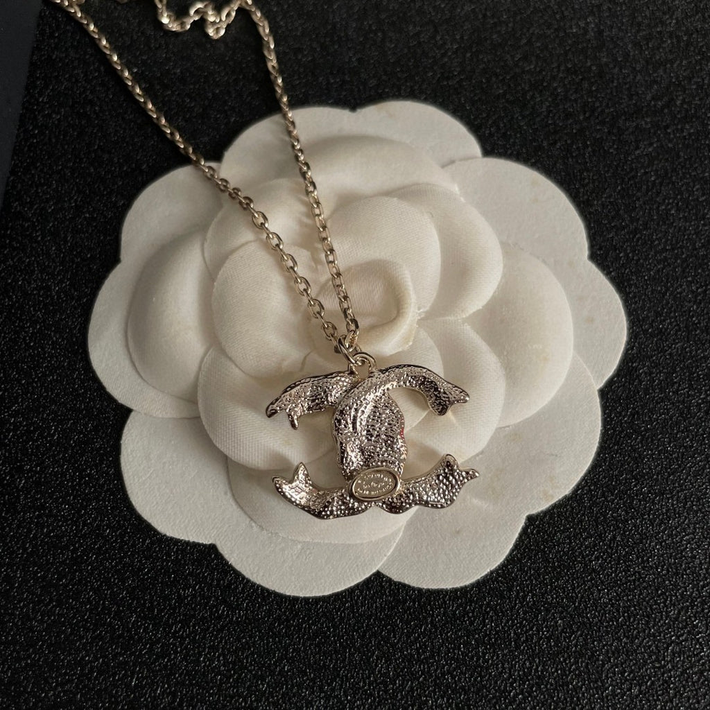 Double-C Emblem Crystal-Accent Pendant Necklace – Design 028 front product view