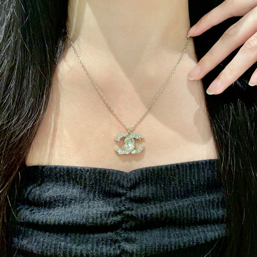 Double-C Emblem Crystal-Accent Pendant Necklace – Design 028 main product view