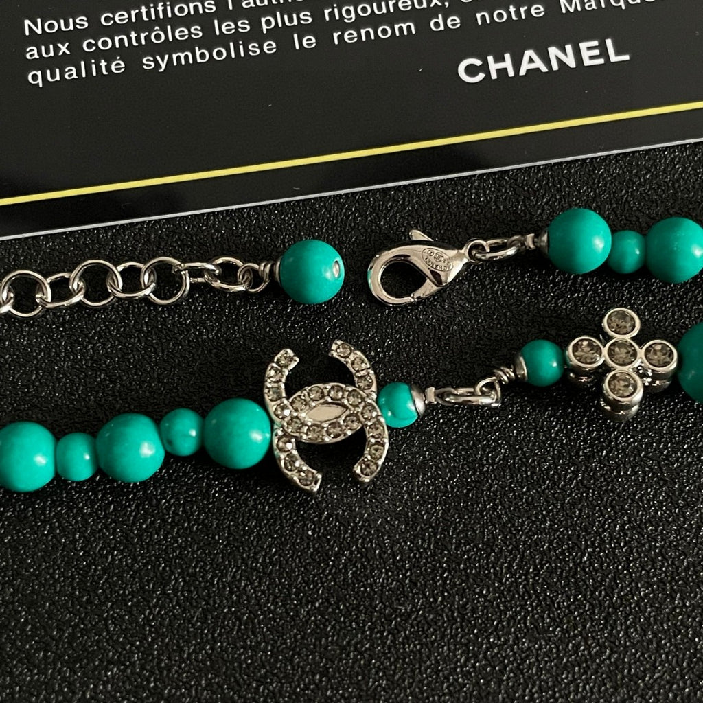 Double-C Emblem Pearl-Detail Pendant Necklace – Pearl Detail – Design 052 main product view