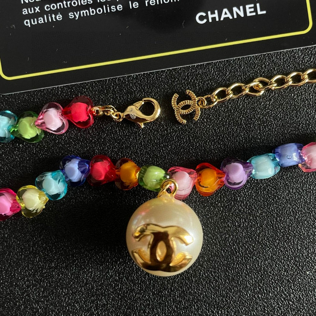 Double-C Emblem Pearl-Detail Pendant Necklace – Pearl Detail – Design 050 main product view