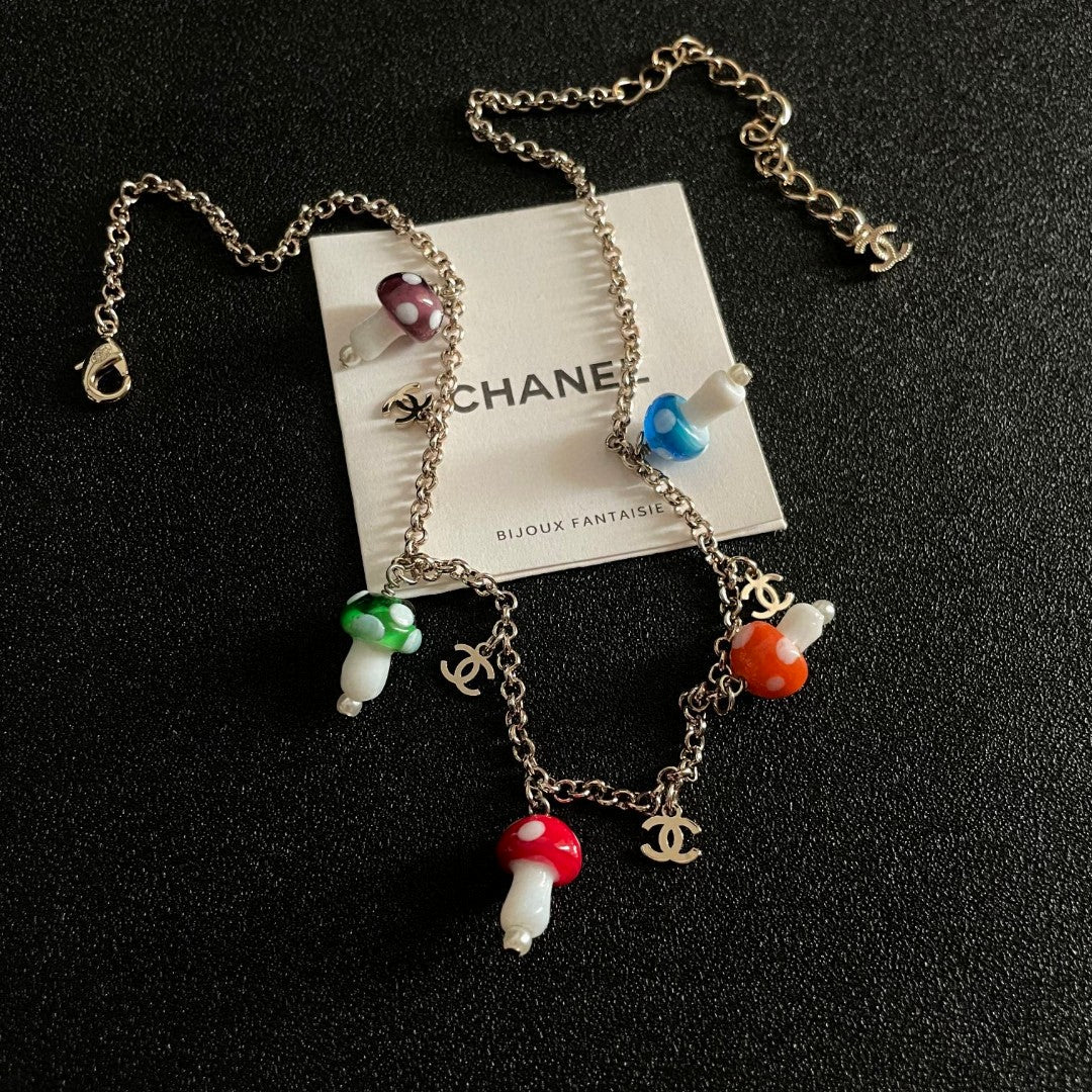 Double-C Emblem Pendant Necklace in Polished Metal-Tone – Design 027 front product view